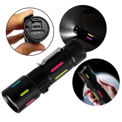 Lanterna Tática LED Compacta Recarregável com Zoom BM-8558