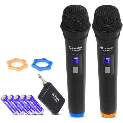 Kit 2 Microfones Sem Fio Duplo De Mão Com Visor Dinâmico