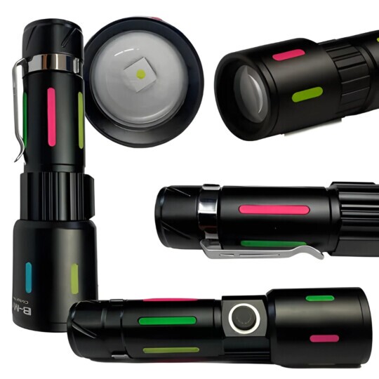 Lanterna Tática LED Compacta Recarregável com Zoom BM-8558