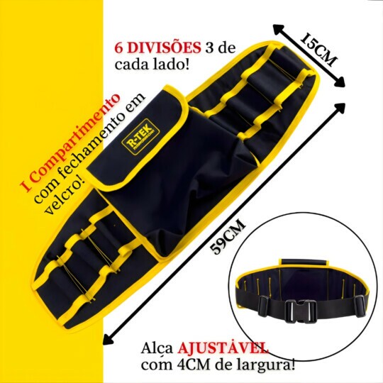 Cinto Bolsa Porta-Ferramentas Profissional 5 Bolsos BT-399