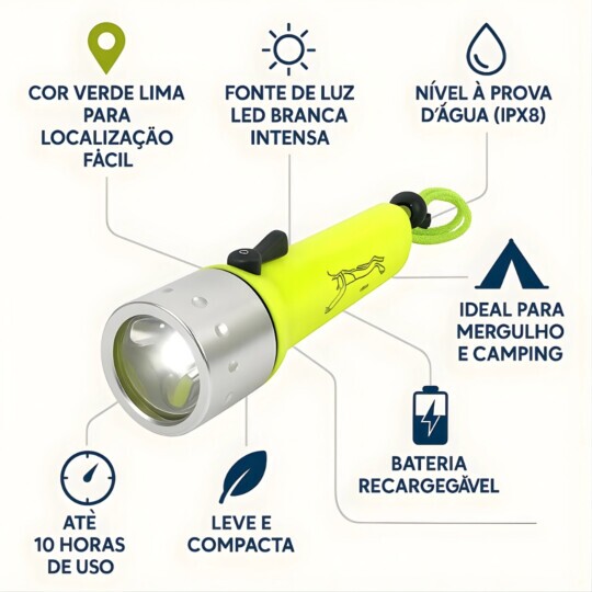 Lanterna De Mergulho Recarregavel Super Potente BM-8532