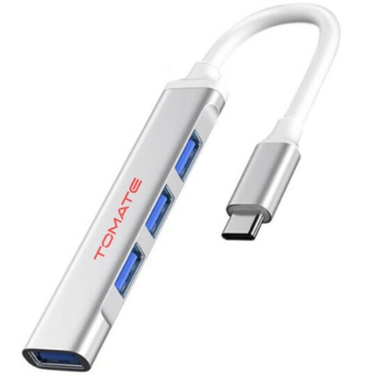 Hub USB 3.0 Tomate 4 Portas Prateado 11cm Alta Velocidade
