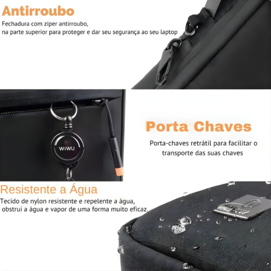 Case Resistente à Água Wiwu 15.6" Notebook MacBook Preto 