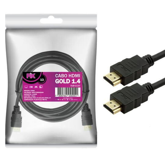 Cabo Hdmi Gold 1.4 - 1080P Ultra HD 15P 10 Metros Chipsce - 018-1110