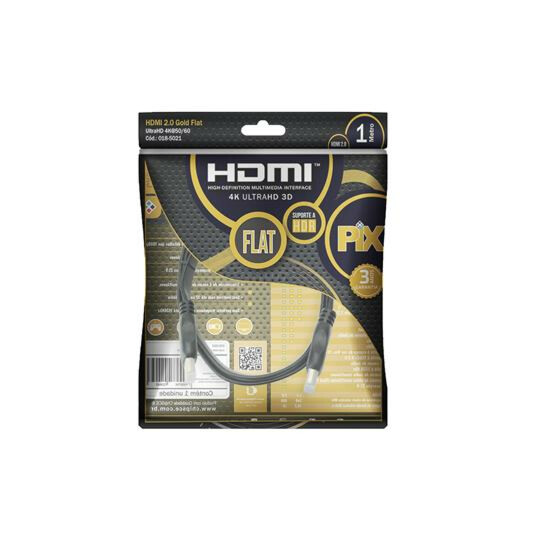 Cabo Hdmi Flat Gold 2.0 4K Hdr 19P 1 Metro Chipsce - 018-5021