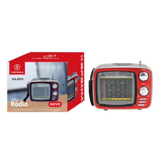 Caixa de som Retro Bluetooth Rádio Portátil FM / Usb / TF / Aux - KA-8078