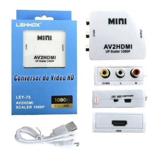 Conversor de Vídeo AV RCA para Hdmi HD 1080p Lehmox - LEY-75