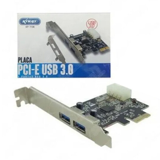 Placa PCI-e 2 Portas Usb 3.0 Externa 5Gbp para PC Desktop Knup - KP-T106