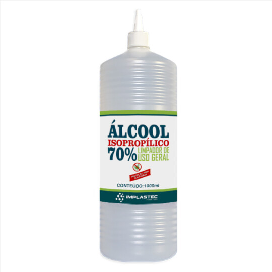 Álcool Isopropílico 70% 1 Litro Limpador de Uso Geral Implastec - 1000ML