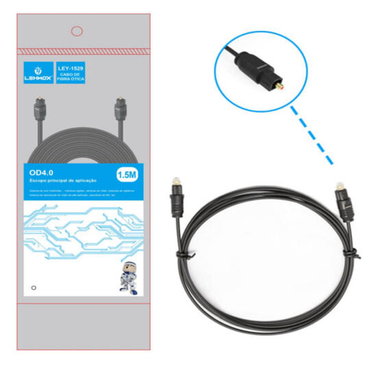 Cabo Fibra Óptica OD4.0 com 1.5 Metros LEHMOX - LEY-1529