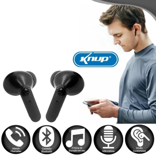 Fone de Ouvido Bluetooth TWS 5.1 Wireless KNUP - KP-TWS04