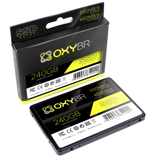 SSD 240GB OxyBR SATA3 Leitura: 550MB/s e Gravação: 450MB/s