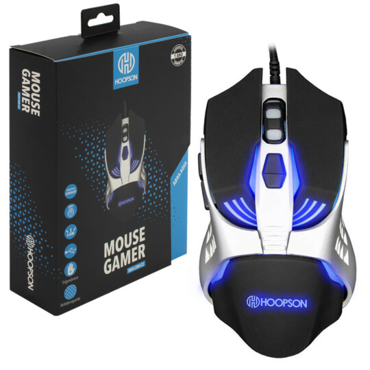 Mouse gamer LED RGB, Design ergonômico, Switch omron, Hoopson MSG-200-CZ