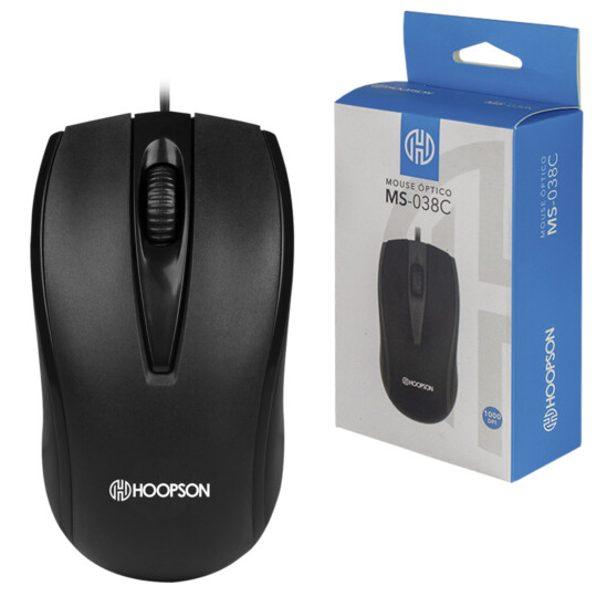 Mouse Office USB 1000 DPI Para Escritório Preto HOOPSON - MS-038PT
