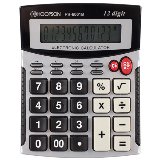 Calculadora de Mesa 12 Dígitos cinza HOOPSON - PS-6001B