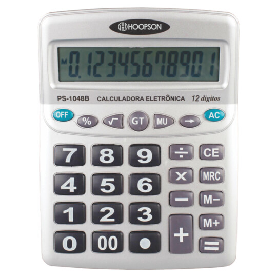 Calculadora 12 Digitos Pilha AAA Numeros Grandes Função Raiz Quadrada HOOPSON-PS-1048B