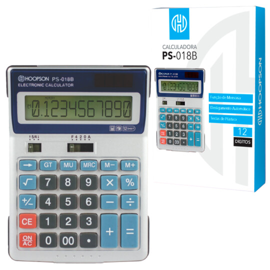 Calculadora eletrônica 12 digitos, Hoopson PS-018B