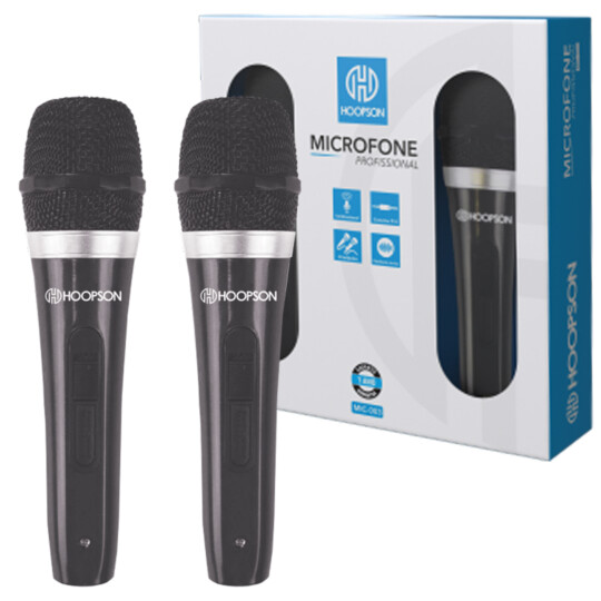 Microfone com captação unidirecional, alta fidelidade da voz, cabo de 3m, Hoopson MIC-003