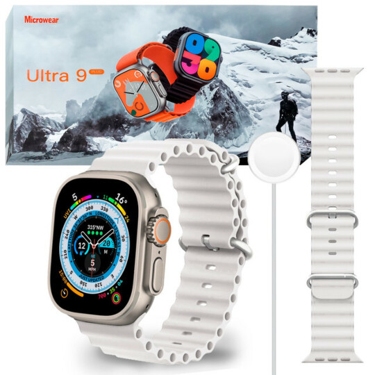Smartwatch Ultra 9 Plus Series 9 Amoled Nfc Gps Prata - Microwear 10 UN
