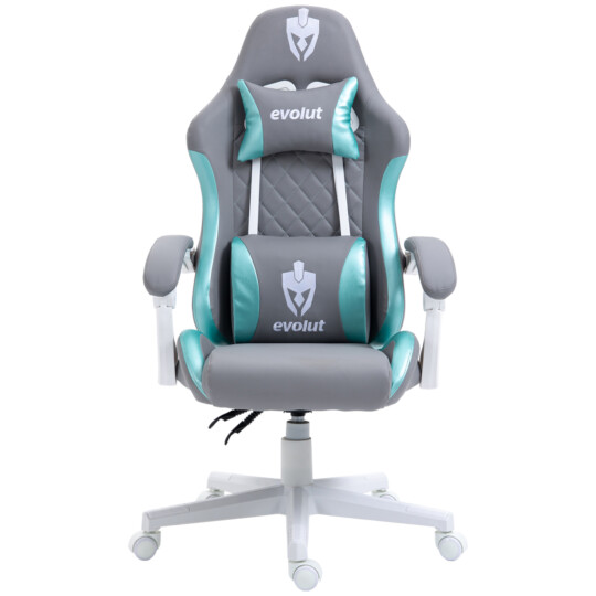 Cadeira Gamer Prims Reclinável 135kg Cinza e Verde Evolut - EG-910
