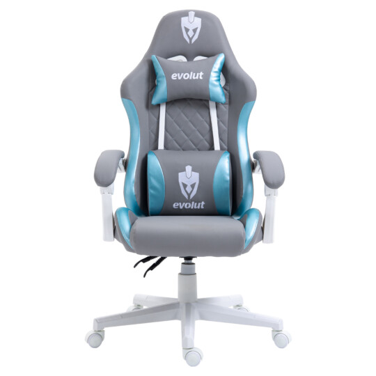 Cadeira Gamer Prims Reclinável 135kg Cinza e Azul Evolut - EG-910