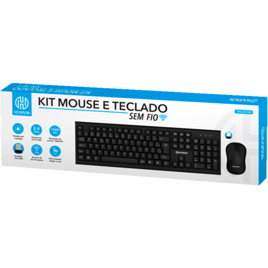 Kit Teclado e Mouse sem fio HOOPSON-TPC-077KS