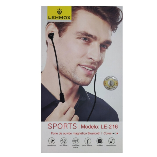Fone de Ouvido Bluetooth Magnético Esportivo Lehmox - LE-216