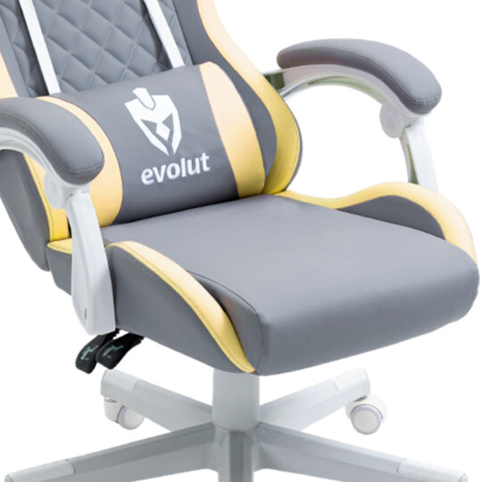 Cadeira Gamer Prism Cinza e Amarela com Almofadas EVOLUT - EG-910