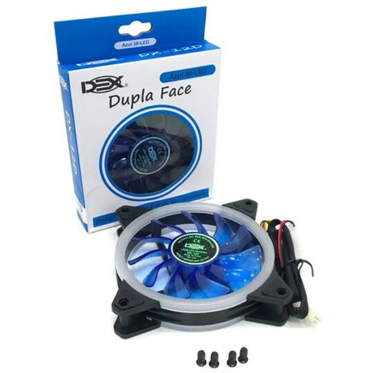 Cooler Dupla Face para Gabinete 120mm Com Led Azul Dex - DX-12D