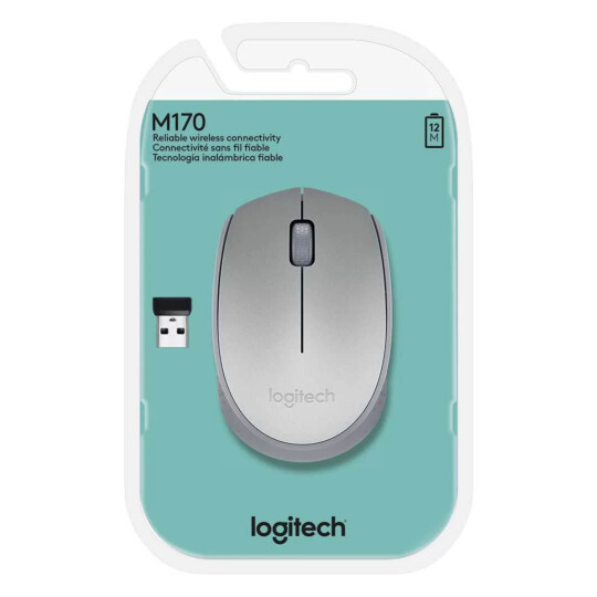 Mouse Sem Fio Wireless Usb Ambidestro Rc/nano Logitech Prata - M170