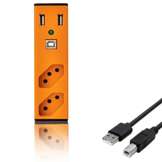 Filtro de Linha com Carregador USB 2,1A Bem Ligado - Laranja com Cabo Usb 