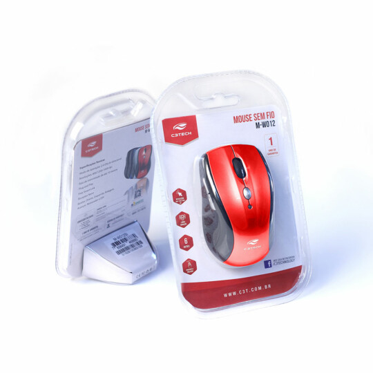 Mouse Sem Fio Wireless Rc/nano Vermelho C3Tech - M-W012RD V2