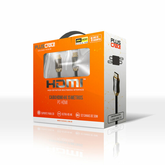 Cabo Hdmi para Hdmi 15 Metros V2.0 High Plusc - PC-HDMI150H