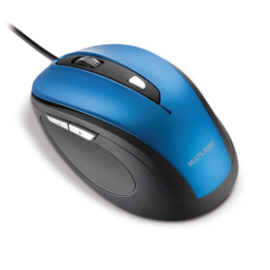 Mouse com Fio USb Comfort 6 Botões Azul/Preto Multilaser - MO244