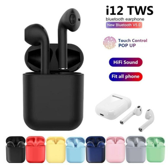 Fone de Ouvido Sem Fio Mini Inpods i12 Bluetooth com Microfone Colorido  Fosco – Utimix Importadora