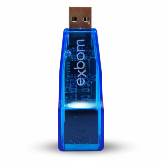Placa de Rede USB 2.0 Adaptador LAN Externa RJ45 Azul EXBOM - UL-100