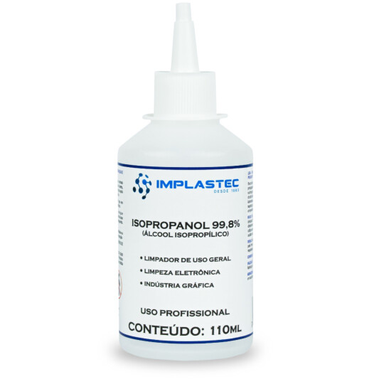 Álcool Isopropílico 99,8% para Limpeza Eletrônica 110 ml com Bico Implastec - FR_110ML 
