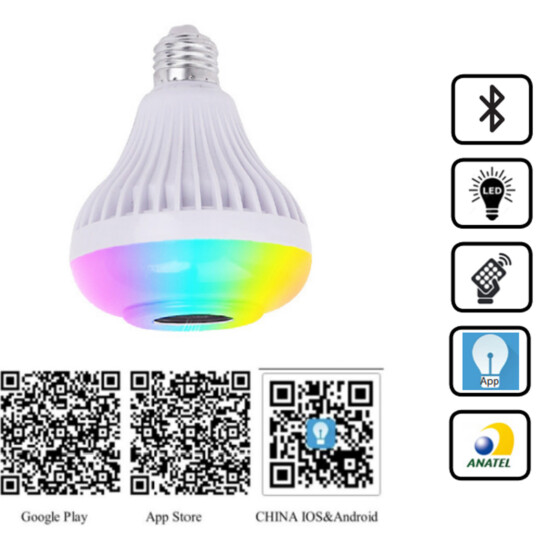 Lâmpada Led Colorida  com Caixa de Som Bluetooth Knup - D-DHT03A