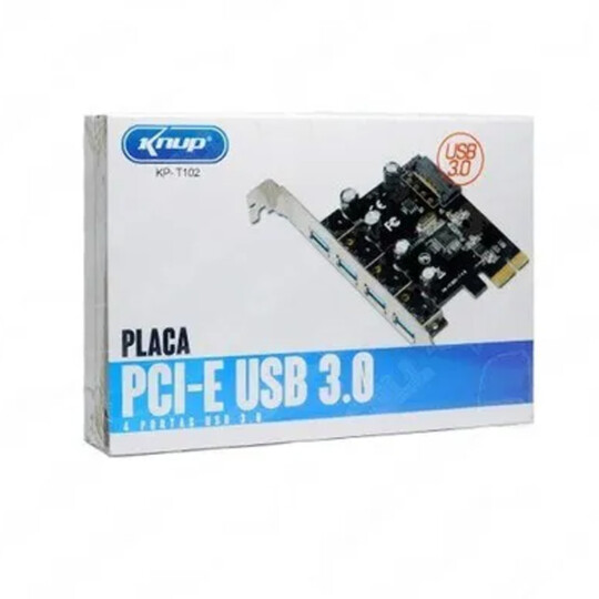 Placa PCI-e 4 Portas Usb 3.0 Externa 5Gbp para PC Desktop Knup - KP-T102
