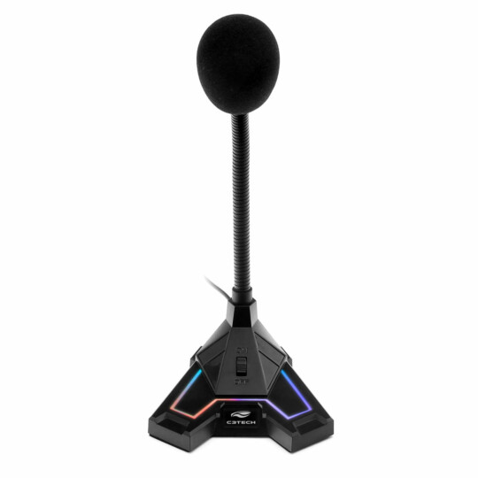 Microfone Gamer C3Tech USB LED RGB de Mesa - MI-G100BK