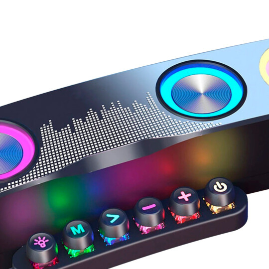 Caixa de Som Bluetooth Gamer 30W P2 com Led RGB e Microfone GRASEP - D-G555