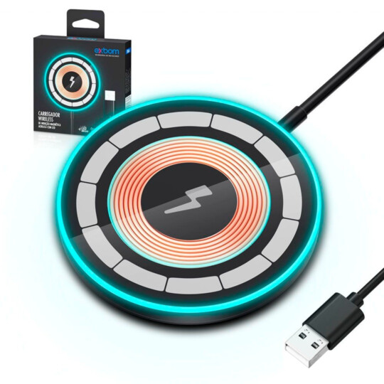 Carregador por Indução Iphone Magsafe Magnetico com LED QI Charge 15W USB - TQI-F20LEDUA
