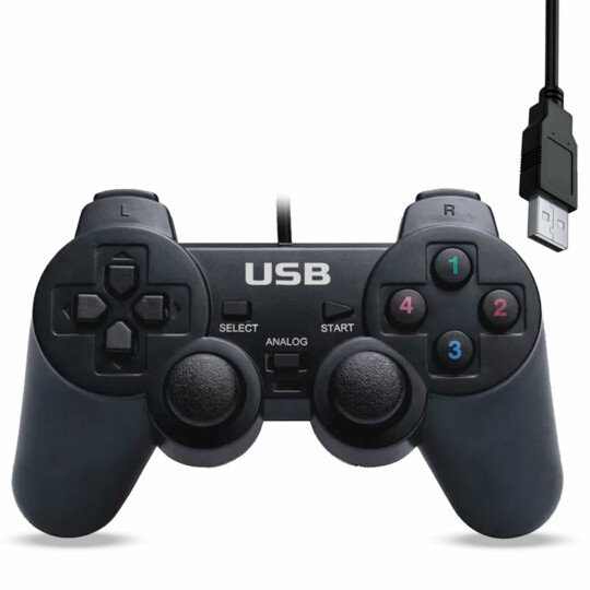 Controle para PC com Fio USB Dualshock Joystick Sem Embalagem - YT-PC