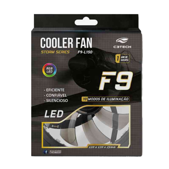 Cooler FAN Gamer C3TECH 12cm Storm 18 LED RGB - F9-L150RGB