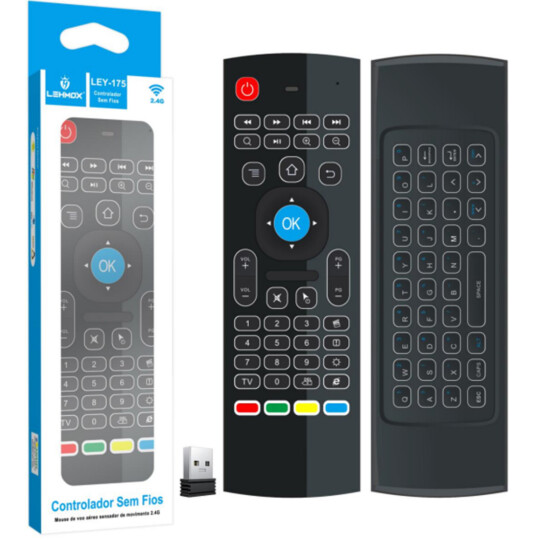 Controle Remoto Universal para Smart TV / TV box com Mini Teclado Lehmox - LEY-175