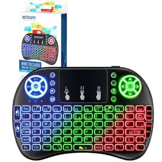 Mini Teclado Iluminado Com Touchpad Wireless 2.4g Bateria de Litio Exbom - BK-BTI8LED