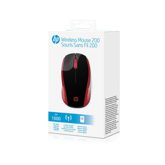 Mouse Sem Fio Hp Wireless 1000 Dpi - 200 Oman Vermelho