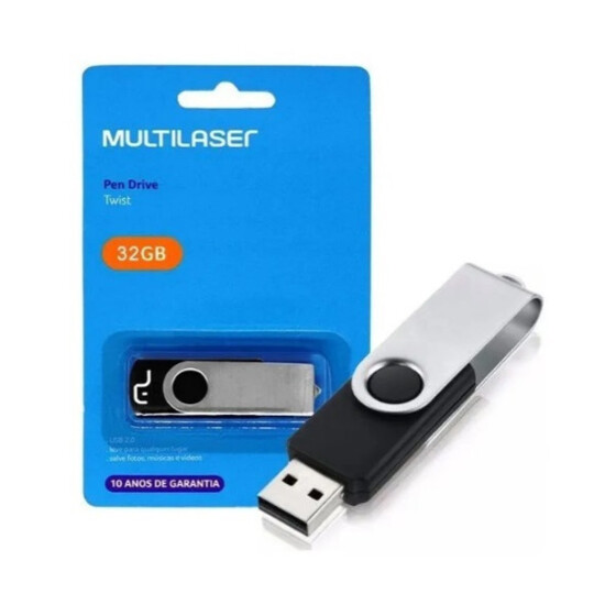Pen Drive Multilaser Twist 32GB USB 2.0 Preto - PD589