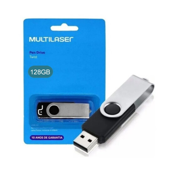 Pen Drive Multilaser Twist 128GB USB 2.0 Preto - PD591