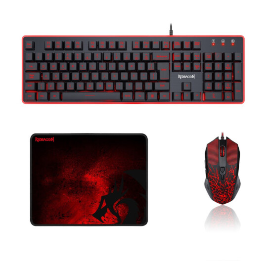 Kit Gamer Redragon Teclado RGB ABNT2 + Mouse 3200DPI + Mousepad - S107